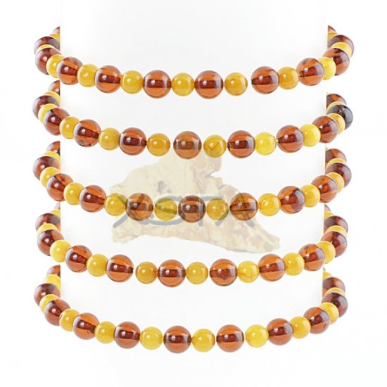 Round amber bracelet 6 mm and 5 mm